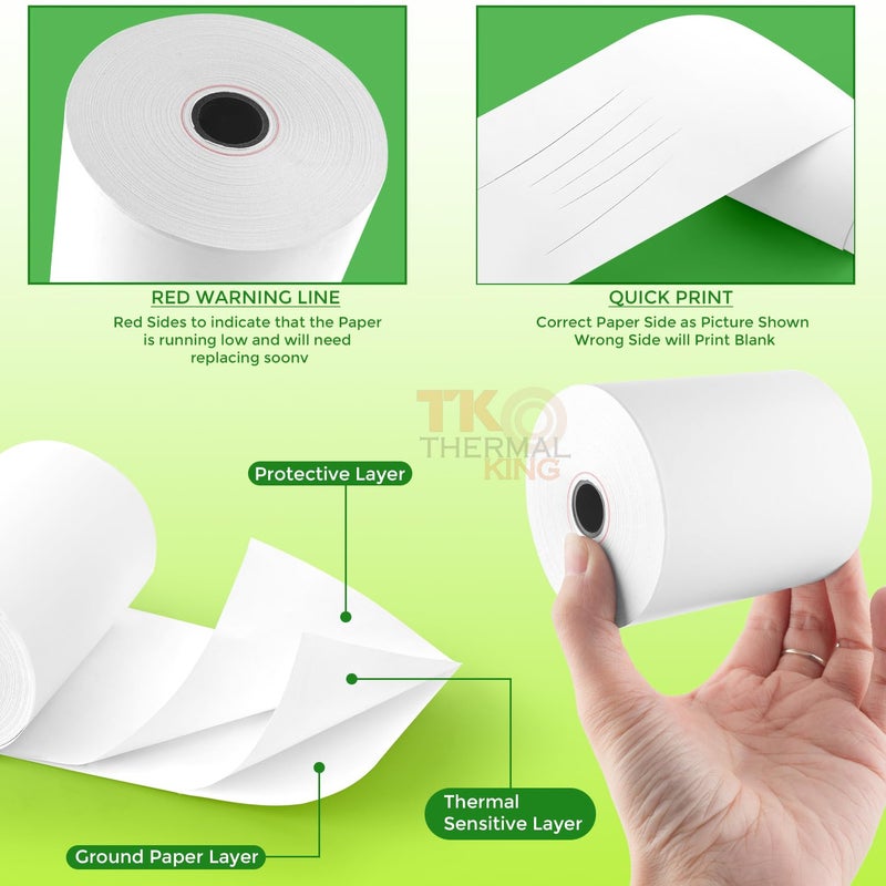 TK Thermal King  (10 Rolls) 3 1/8"" 230' feet White Thermal Paper Cash Register POS Receipt  Fits All Credit Card Terminal Printing Credit Card Paper Point Of Sale Cash Register White - Image 3